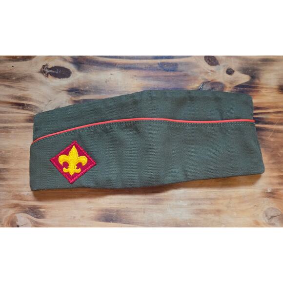 BSA VINTAGE 1970'S BOY SCOUT GARRISON HAT CAP WITH DIAMOND PATCH Size 7-71/8 - Picture 2 of 4